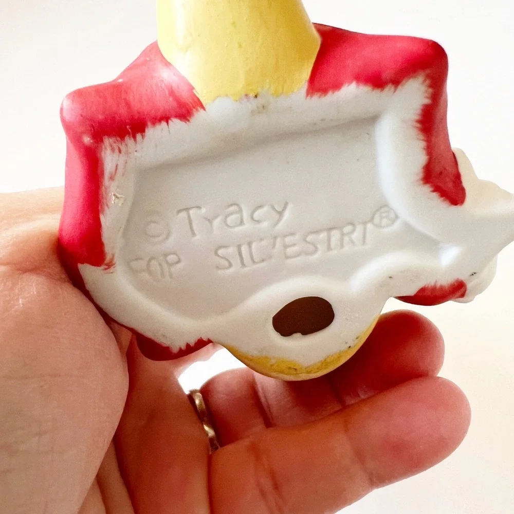 Vintage Silvestri Sleeping Baby Girl Ornament My First Noel Red Bow Moon Holiday